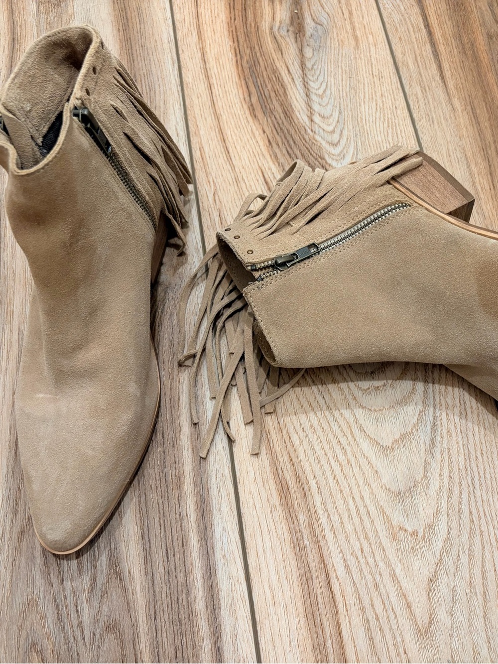 Coconuts by Matisse Fringe Suede Ankle Booties in Tan - Women's Zip Side Booties